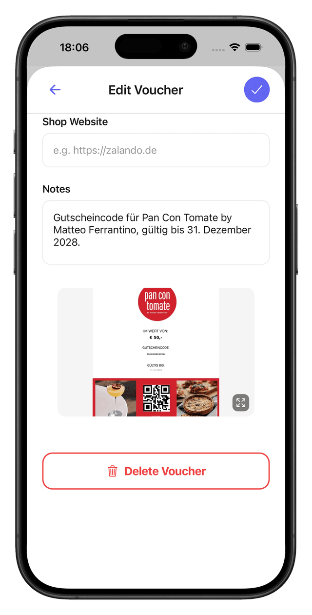 Voucher image with QR code